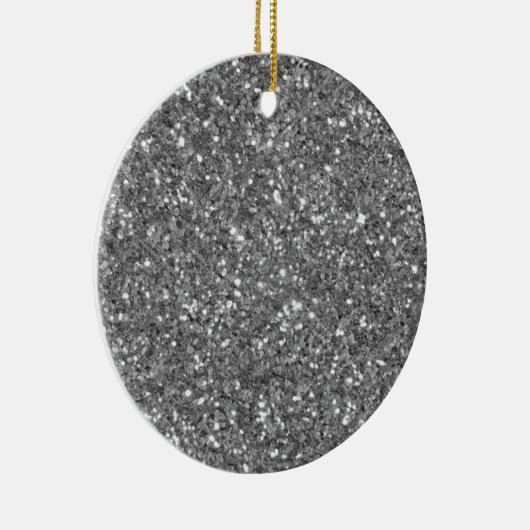 Elegant zilveren sprankelend glitterpatroon keramisch ornament (Rechts)