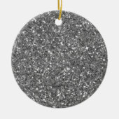 Elegant zilveren sprankelend glitterpatroon keramisch ornament (Voorkant)