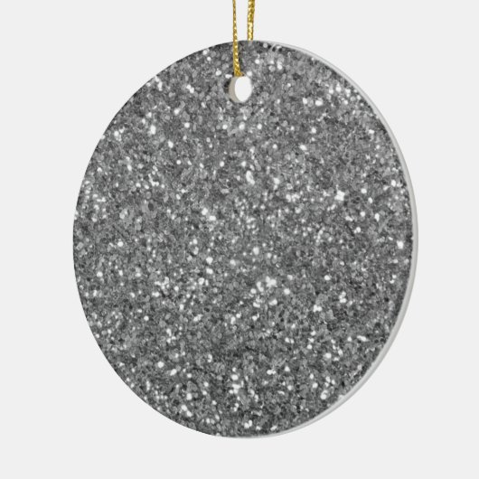 Elegant zilveren sprankelend glitterpatroon keramisch ornament (Links)