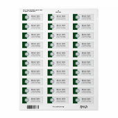 Elegant zilveren stempel monogram op bos groen etiket (Full Sheet)