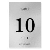 Elegant zilveren trouwtafel nummer kaart (Voorkant)