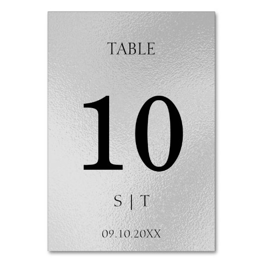 Elegant zilveren trouwtafel nummer kaart (Voorkant)