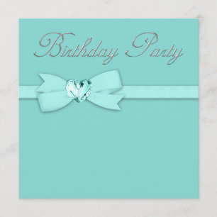 Elegant zilveren turquoise blauwe verjaardagsfeest kaart