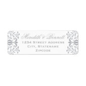 Elegant Zilveren Vintage Glamour Trouwadres Etiket (Voorkant)
