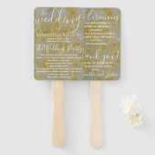 Elegant zilveren voering bruiloft programma handwaaier (Voorkant en achterkant)