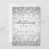 Elegant Zilveren Winter Diamanten Kerstfeest Kaart (Voorkant)