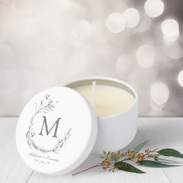 Elegant zilveren witte botanische krans monogram