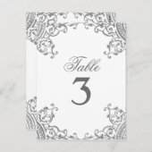 Elegant Zilveren Witte Trouwtafel Kaarten (Voorkant / Achterkant)