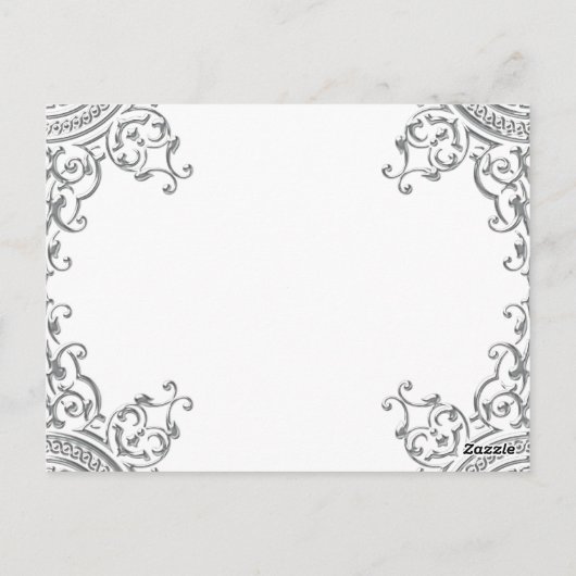 Elegant Zilveren Witte Trouwtafel Kaarten (Achterkant)