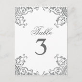 Elegant Zilveren Witte Trouwtafel Kaarten (Voorkant)