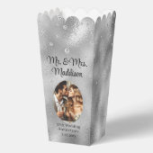 Elegant zilverfolie & 25e Jubileum popcorn Bedankdoosjes (Voorkant)