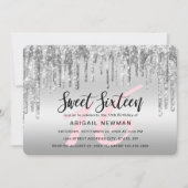 Elegant zilverglitter druppelt zestien zoete sixen kaart (Voorkant)
