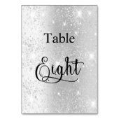 Elegant zilverglitter-kalligrafietabel acht 8 kaart (Achterkant)