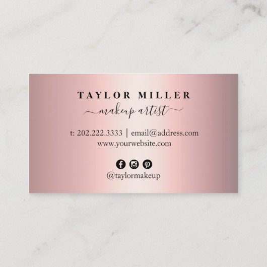 Elegant zilverglitter lijst make-up & haar visitekaartje (Achterkant)