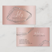 Elegant zilverglitter lijst metallic make-up visitekaartje (Voorkant / Achterkant)