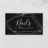 Elegant zilverglitter lijst nagels visitekaartje (Voorkant)