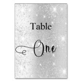 Elegant zilverglitterkalligrafietabel 1 kaart (Voorkant)