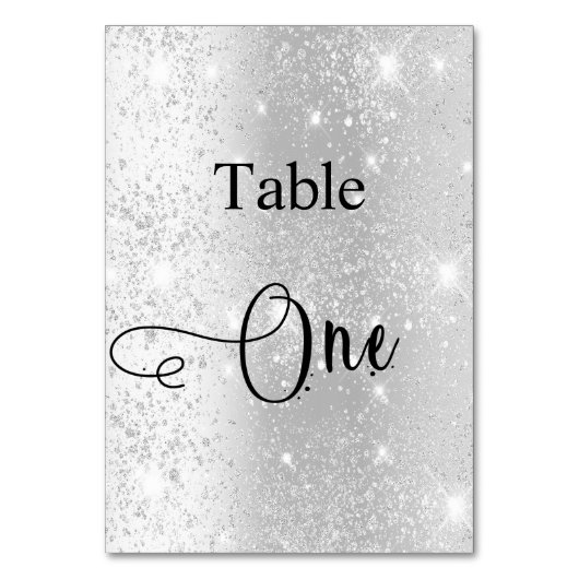Elegant zilverglitterkalligrafietabel 1 kaart (Voorkant)