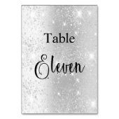Elegant zilverglitterkalligrafietabel elf 11 kaart (Voorkant)