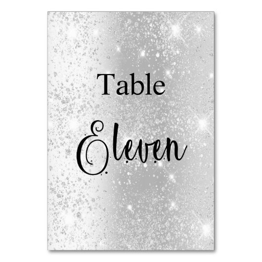 Elegant zilverglitterkalligrafietabel elf 11 kaart (Voorkant)