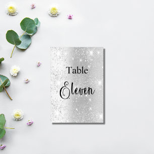 Elegant zilverglitterkalligrafietabel elf 11 kaart