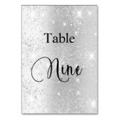 Elegant zilverglitterkalligrafietabel negen 9 kaart (Achterkant)