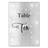 Elegant zilverglitterkalligrafietabel tien 10 kaart (Achterkant)