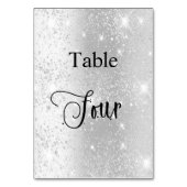 Elegant zilverglitterkalligrafietabel vier 4 kaart (Achterkant)