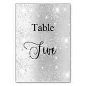 Elegant zilverglitterkalligrafietabel vijf 5 kaart (Achterkant)