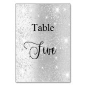 Elegant zilverglitterkalligrafietabel vijf 5 kaart (Voorkant)