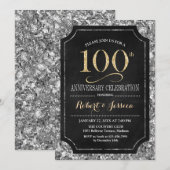 Elegant zilvergoud zwart 100e Jubileum Kaart (Voorkant / Achterkant)