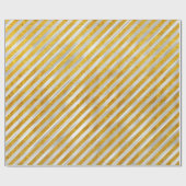 Elegant zilvergouden strepen kerstfeestdagen cadeaupapier (Vlak)