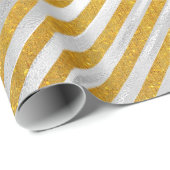 Elegant zilvergouden strepen kerstfeestdagen cadeaupapier (Rol Hoek)