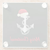 elegant zilvergradiënt ANCHOR + SANTA HAT | Glazen Onderzetter (Achterkant)