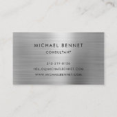 Elegant zilvergrijs Metallic Monogram Consultant Visitekaartje (Achterkant)