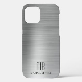Elegant zilvergrijs monogram Case-Mate iPhone case
