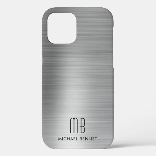 Elegant zilvergrijs monogram Case-Mate iPhone case (Achterkant)