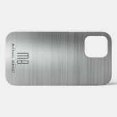 Elegant zilvergrijs monogram Case-Mate iPhone case (Achterkant (horizontaal))