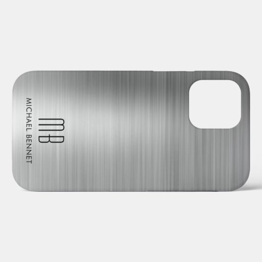 Elegant zilvergrijs monogram Case-Mate iPhone case (Achterkant (horizontaal))