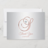 Elegant zilvergrijs Roos goud dank u | S Bedankkaart (Voorkant)