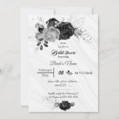 Elegant zilvergrijs & zwart bloemen vrijgezellenfe kaart (Voorkant)