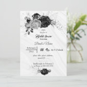 Elegant zilvergrijs & zwart bloemen vrijgezellenfe kaart (Staand voorkant)