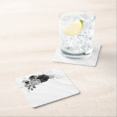 Elegant zilvergrijs & zwart bloemig kartonnen onderzetters (Insitu)