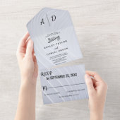 Elegant zilverkleurig Alle in één bruiloft All In One Uitnodiging (Afscheurbaar)