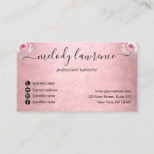 Elegant zilverroze roze roze goudschaar afsprakenkaartje (Achterkant)