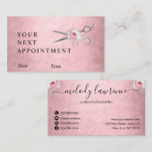 Elegant zilverroze roze roze goudschaar afsprakenkaartje (Voorkant / Achterkant)
