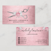 Elegant zilverroze roze roze goudschaar visitekaartje (Voorkant / Achterkant)