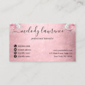 Elegant zilverroze roze roze goudschaar visitekaartje (Achterkant)