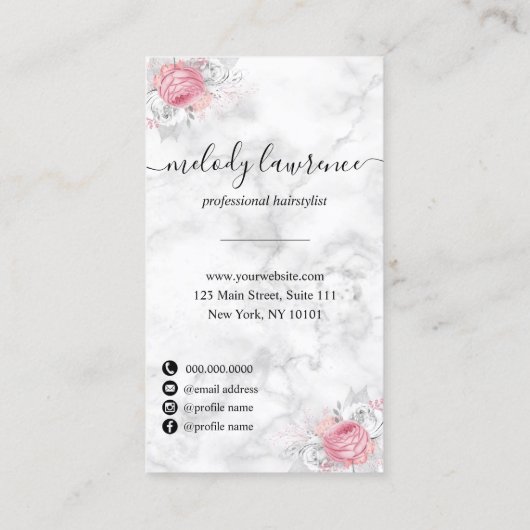 Elegant zilverwitte schaar visitekaartje (Achterkant)