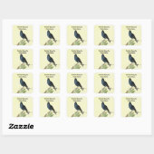 Elegant Zingend Blackbird Caterpillar op Geel Vierkante Sticker (Vel)